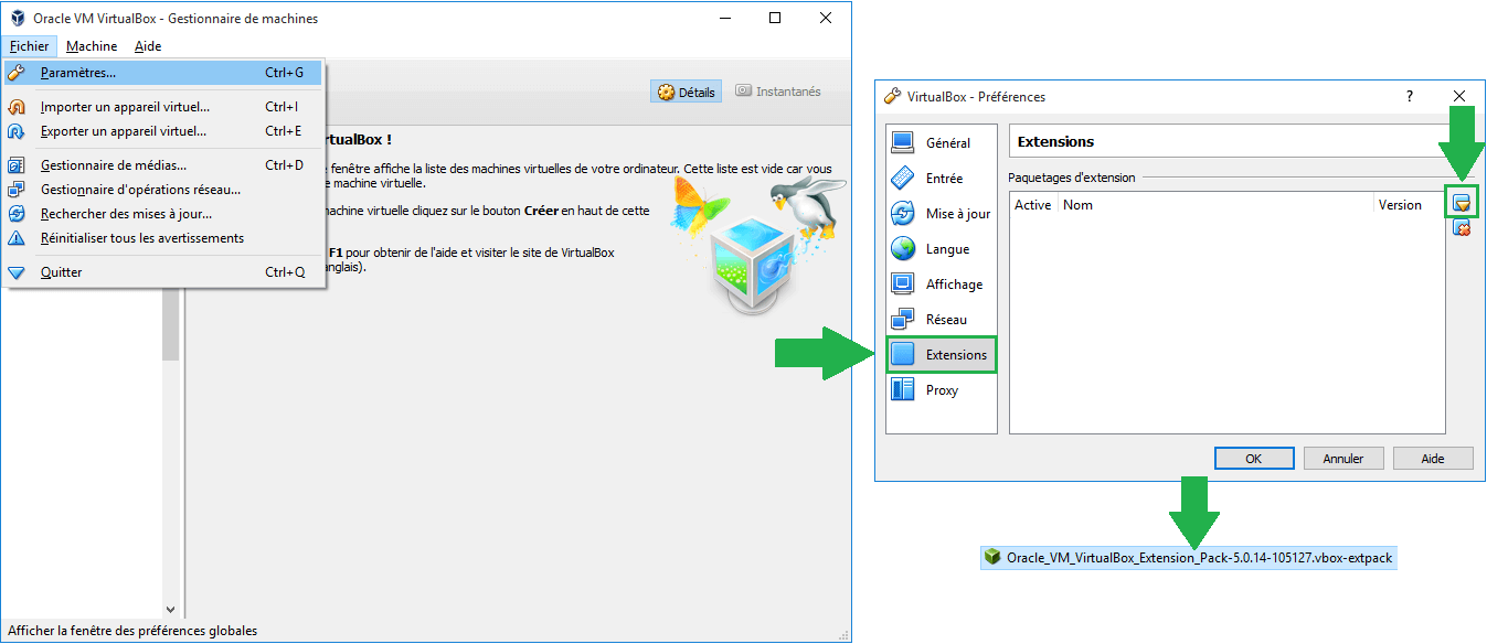 screenshot installation extension pack virtualbox
